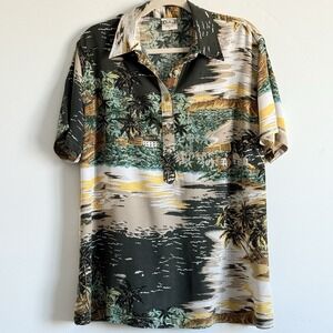 Hawaiian Shirt Womens Diamond Head Island Beach Tropical Luau Party Sz Large